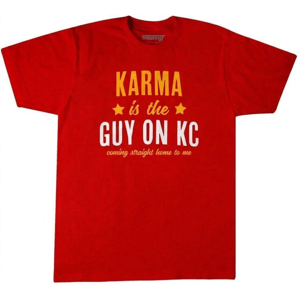 BreakingT Unisex Kansas City Chiefs Karma Taylor Swift Short Sleeve Tee Red/Yell